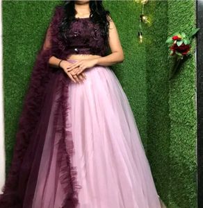 Burgundy &amp; Pink Lehenga Choli