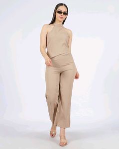 Halter Neck Short Top with Pants