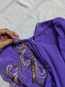 ❗ CLEARANCE ❗Purple Embroidered Mermaid Lehenga