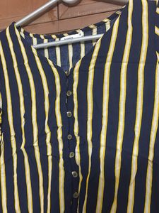 Striped Navy Button-Down Top
