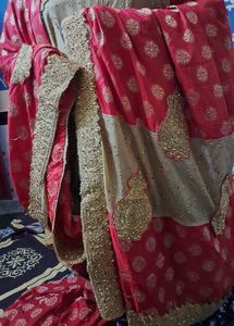 Gorgeous Red& Gold Embroidered Banarasi Saree