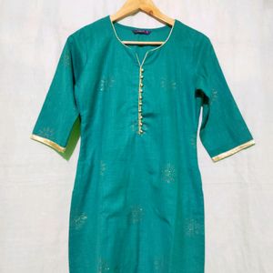 Libas Teal Green Straight Kurti