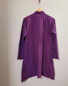 Men Cotton Long Straight Stripped Kurta (Pack Of 2