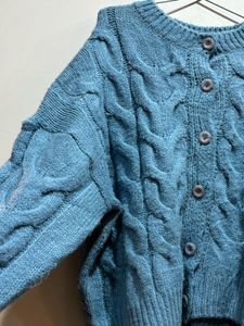 Korean Style Blue Knit Cardigan Sweater