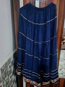 Indian Print Top &amp; Blue Skirt Set
