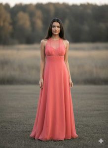 Coral satin dress