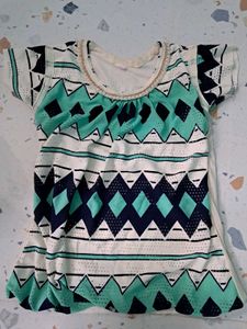Girls&#39; Geometric Print Top💚🌻🌿
