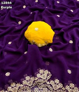 Purple Embroidered Saree