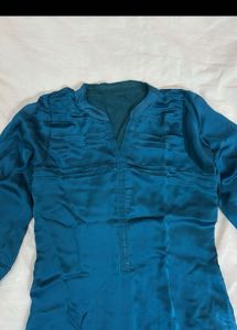 Teal satin kurta