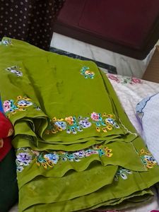 Olive Green Daily Use Saree with Blouse(36)