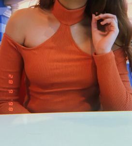 Bershka Fitted Orange Top! Size S