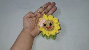 Sunflower Crochet Keychain