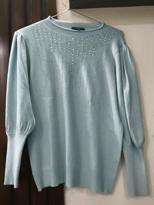 Elegant Embellished Light Blue Top