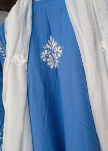 powder blue chikankari kurti set