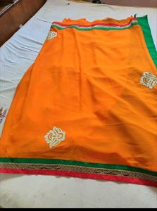 Orange  Saree with blouse pc