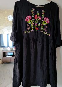Embroidered Black Tunic Dress