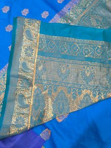 vintage Kanjivaram Blue &amp; Gold Saree