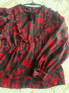 Zara Floral Ruffle Blouse
