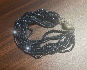 Black Beaded  Multi-Strand Bracelet