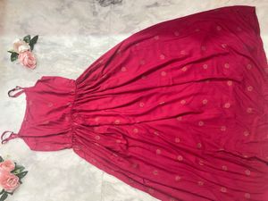Pink Floral Kurti Maxi Dress