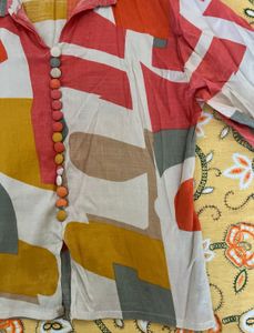 Abstract Print Button-Down Shirt