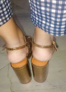 Gold Snakeskin Platform Heels