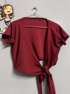Chic Maroon Wrap Crop Top