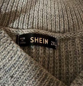 Grey Knit V-Neck Sweater