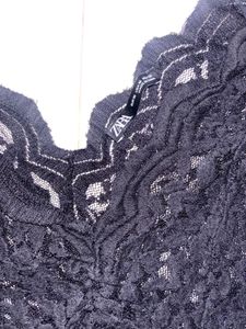 Black Textured Netted Top