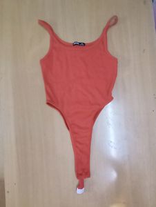 Sleeveless High Cut Sexy Orange Bodysuit Top