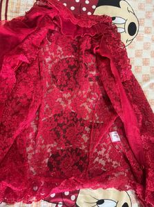 Y2K RED LACE TOP/SHRUG