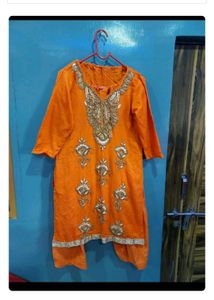 Elegant Orange Embroidered Kurta Set