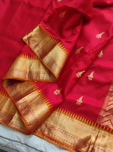 Red and gold kanchi silk Saree