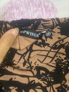 Brown Clr Dress With Black Print