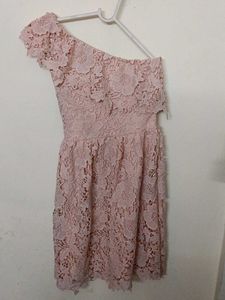 Cream Coloured Light Pink Lacy Dress