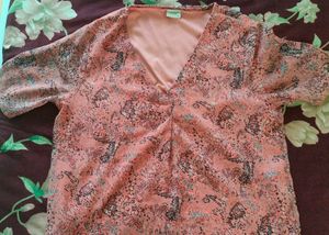 V Neck Korean Floral Top