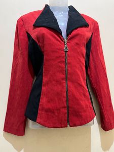 Vintage Red &amp; Black Suede Jacket