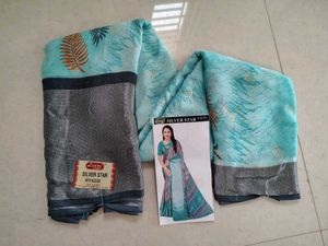 Elegant Blue Floral Saree