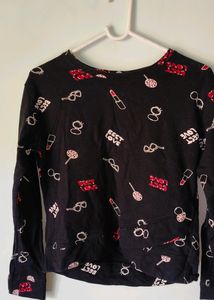 Black Cutesey Printed Sweatshirt