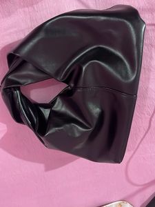 Black Faux Leather Shoulder Bag