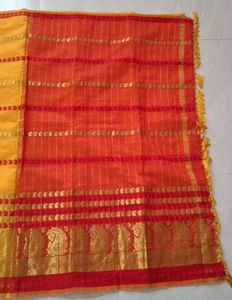 New Yellow Banarasi Saree with Red Border💫