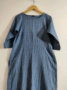 Women Blue Stripes Kurti