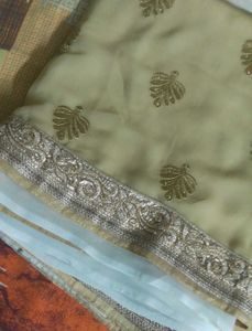 Saree (White, Beige)