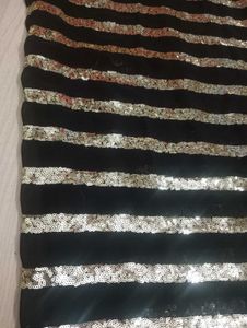 Black Sequin Stripe Saree