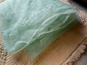 2.5 Mtr Cyan Embroidery Net Fabric