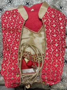 Elegant Red &amp; Beige Lehenga Set