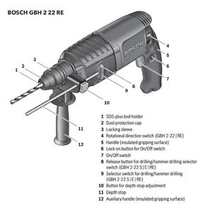 Bosch Rotary Hammer Drill Machine GBH 2-22 RE (Reversable )Along Wood And Steel Drill Bits