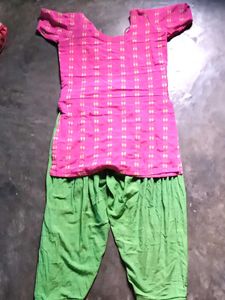 Pink & Green Kurta Set