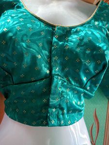Green Brocade Readymade Blouse