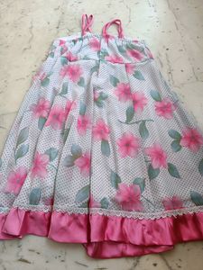 Floral Satin And Georgette Dress For Girls